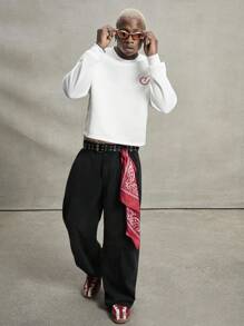 PAVTROS Manfinity Streetrush 男士街头风流行 INS 搭配，流行 INS 刺绣套头衫，户外音乐节夜店男友/老公礼物周年纪念礼物，短款套头衫，街头服饰，保暖冬季，圣诞节 - 白色 - 查看 6