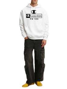 Champion Men's Casual Versatile Minimalist Pocket Drawstring Hoodie - White - View 3