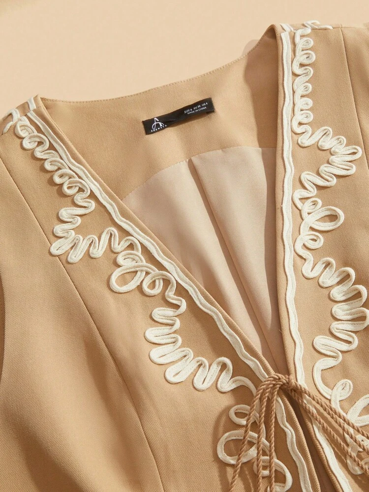 Embroidered Sleeveless Vest & Long Pants Set, Leisure Suit Style