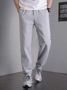 SHEIN Teen Boys' Casual Comfy Plaid Drawstring Jogger Pants, Versatile For Outings And Daily Wear