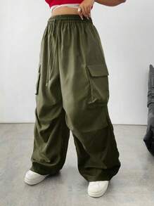 SHEIN Tall 大码纯色休闲工装裤