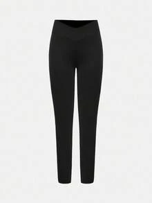 SHEIN Girlism Pacote com 4 leggings pretas para meninas adolescentes, calças de camada de base confortáveis e casuais versáteis, compre 1 e leve 3 - Preto - Ver 12