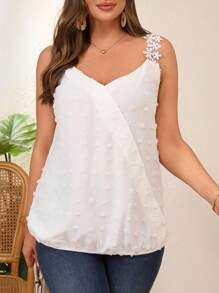 SHEIN Große Größen Lässig einfarbiges strukturiertes Trägershirt, Sommer