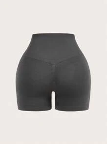 Easithlete 2 Pcs Seamless High Elastic Criss-Cross Waist Yoga Sports Shorts Workout Short High Waist Workout Shorts Lifting & Shaping Gym Sports Shorts