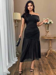 Elenzga Plus Size Women's Casual Dress For Party, Gathering, Street Wear, Chinese Style Vacation, St. Patrick's Day, Easter, Valentine's Day, Christmas, Thanksgiving. Loose, Comfortable, Versatile, Flattering, Spring Summer Outfit - Black - View 5