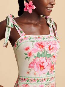 Travachic 1 件女式花卉印花连体泳衣，度假海滩风格