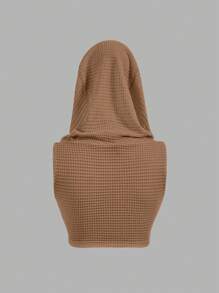 Sweetra Áo hoodie lửng cổ đổ màu trơn dành cho nữ cỡ lớn - Cà phê nâu - Xem 2