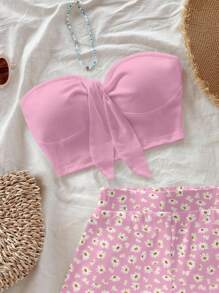 Soleia 2 件套女士粉色花卉雏菊印花套装，适合夏季 - 粉色 - 查看 5