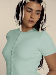 MUSERA Miękki dzianinowy kardigan z guzikami i krótkim rękawem, tylko na wiosnę, lato, wiosna, słodki, miękki, esencja, wakacje, wakacje, lotnisko, jesień, zima, na co dzień, do biura, święta, szykowny - Miętowy Zielony - Zobacz 5