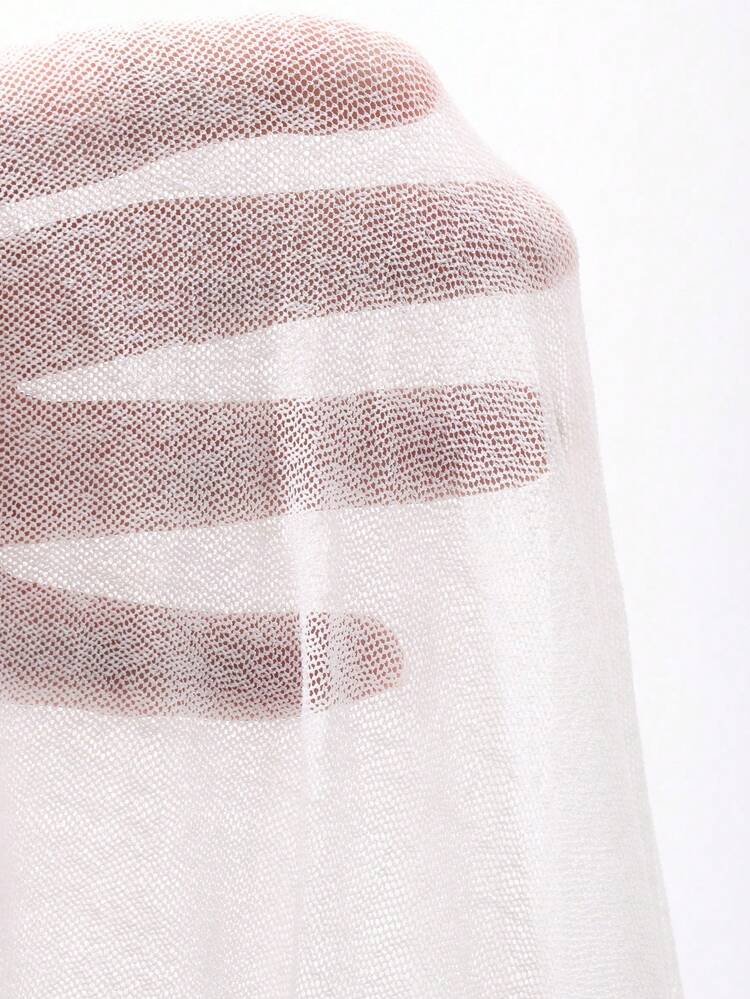 Women's Casual Solid Color Slim Fit Cropped Sheer Blouse, Spring/Summer, Does Not Include Inner Top