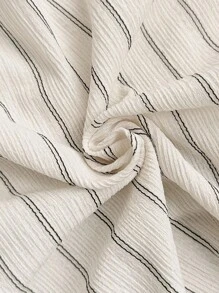 Elenzga Plus Size Women Elegant Striped Lapel Short Sleeve Open Front Fake Pocket Loose Blazer Jacket