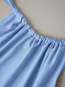 Chiquease 女式纯色褶饰挂脖系带宽松中长连衣裙