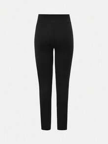 SHEIN Girlism Pacote com 4 leggings pretas para meninas adolescentes, calças de camada de base confortáveis e casuais versáteis, compre 1 e leve 3 - Preto - Ver 9
