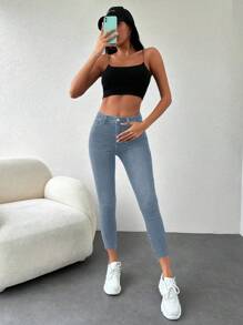 EURMUSE Women's Slim Fit Jeans - Blue - View 5