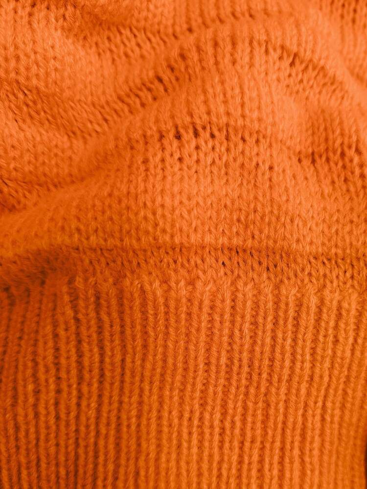 Plus Size Women's Solid Color Batwing Sleeve Loose Pullover Sweater,Autumn,Fall Women's Clothes Plus Size Orange Sweater,Fall Clothes For Women Winter