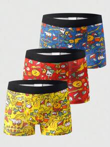 3件装男童疯狂怪物印花柔软棉质平角内裤 - 彩色 - 查看 3