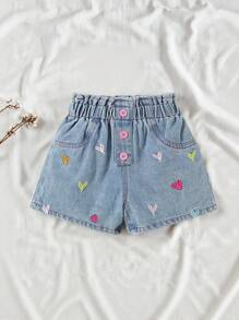 Shorts vaqueros con lazo lindo para niña, casual, cómodo, de moda, adecuado para playa y vestimenta urbana, verano