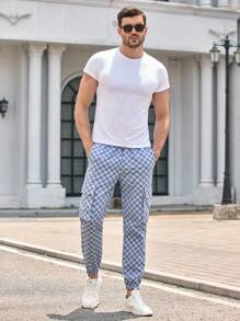 Manfinity VCAY 男士休闲梭织格子多口袋抽绳工装裤 男士格纹裤 男士慢跑裤 男士休闲裤 男士运动裤 男士格子裤 男士格子裤 男士运动裤 - 彩色 - 查看 7