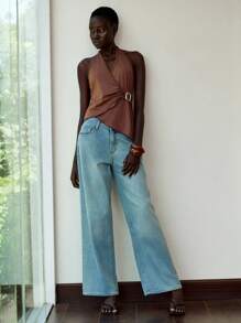 Lumivelle 无袖不对称下摆露背吊带上衣，夏季时尚 - 白色 - 查看 5