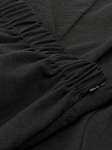 SHEIN LUNE Plus Size Women Spring 2pcs Set: Sleeveless Ruffled Hem Top And Mini Skirt - Black - View 5