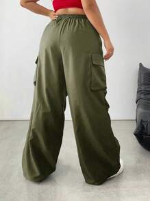 SHEIN Tall 大码纯色休闲工装裤