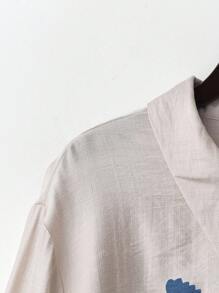 Mulvari 大码女式花卉印花长袖长衬衫和裤子套装，休闲两件套