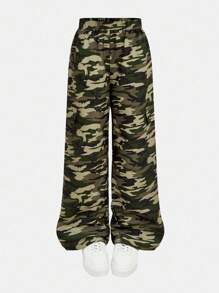 SHEIN Girlism 3 件套青少年女孩连帽网眼短款上衣、吊带背心和迷彩工装裤，休闲街头风格服装，秋季 - 彩色 - 查看 8