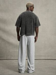 PAVTROS Manfinity Streetrush 男士年轻街头风短袖T恤，采用清爽卫衣面料，修身剪裁，简约珍珠光泽设计，融合现代时尚与街头风格，简约时尚，独具一格，适合日常搭配，时尚潮流，街头服饰，休闲聚会，节日礼物，男女皆宜的图案T恤，嘻哈街头风，送给男朋友的礼物，男士街头服饰，万圣节派对 - 黑色 - 查看 4