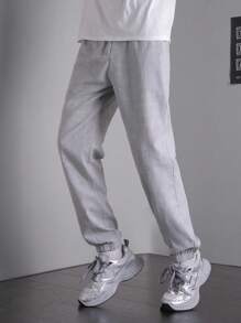 SHEIN Teen Boys' Casual Comfy Plaid Drawstring Jogger Pants, Versatile For Outings And Daily Wear