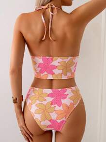 Swim Vcay 女士夏季休闲度假花卉印花 V 领吊带背心比基尼套装 - 彩色 - 查看 2