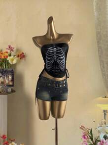 Attitoon 女士多层系结图案印花抹胸