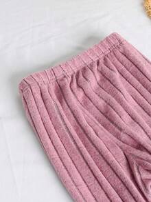 3pcs/Set Girls Casual Minimal Daily Open Front Round Neck Long Sleeve Short Jacket, Sleeveless Top And Straight Leg Rib Knit Pants, Autumn/Spring