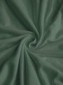 SHEIN LUNE Solid Butterfly Sleeve V Neck Tee - Dark Green - View 6