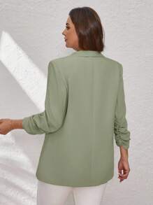 SHEIN Clasi 粉色加大码女士西装外套，优雅通勤和商务装，商务休闲女士绿色西装外套女士西装外套女士办公室穿着女士商务休闲上衣女士秋冬