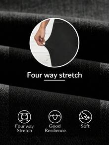 SHEIN PETITE Quần legging jean bó sát dệt kim dành cho nữ cỡ nhỏ - màu đen - Xem 6