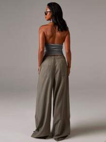 Athîral 女式挂脖铆钉硬质孔眼针织上衣 - 深灰色 - 查看 2