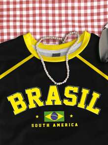 SHEIN 青少年女孩修身休闲简约舒适圆领紧身长袖 T 恤，适合夏季