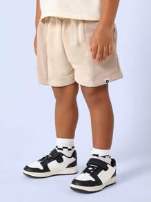 SUMWON Pantaloncini pieghettati per bambini con vita con coulisse, casual estivi per scuola e tempo libero, con fascia elastica, lunghezza ginocchio, comodi, da indossare in primavera, estate e autunno, anche per le vacanze