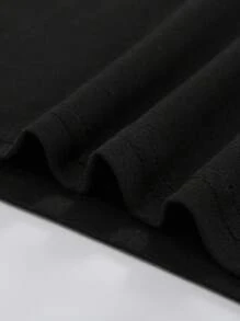 ROMWE MEN Goth 男式哥特式深色字母和五角星印花休闲 T 恤 - 黑色 - 查看 3