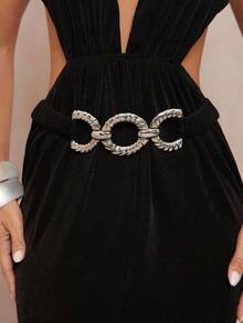 Lumalex Robe fendue à dos ouvert avec accent de chaîne métallique sexy, sans manches