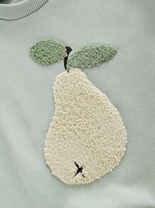 SHEIN Vintaside Kids Baby/Toddler Girls 0-3Y Spring/Summer Casual Home & Outdoor Cute Fruit Pear Print Crew Neck Long Sleeve Sweatshirt + Ribbed Leggings 2Pcs Outfits Set Fall Winter - Green - View 7