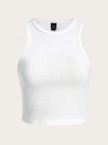 SHEIN Essnce 4 件套休闲纯色百搭女士短款紧身吊带背心，适合夏季 - 彩色 - 查看 3