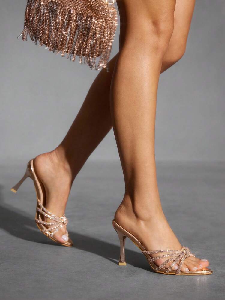 CUCCOO SZL Women's Pointed Toe High Heel Rhinestone Strap Sandals, Sexy Fashion Party, Night Out, Holiday, Spring Resort Wear For Christmas Spring Shoes Prom Heels