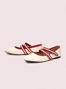 CUCCOO DOLLMOD Women's New Apricot Color Block Sweet & Mary Jane Flats - Apricot - View 9