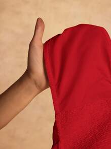 Zivah 新款春夏休闲优雅度假单肩胸前打结吊带设计后背短款上衣+阔腿超长裤白色梭织女两件套-A - 紅色 - 查看 8