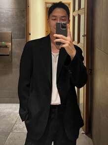 DAZY Men's Black Business Suit Jacket, Spring/Autumn Business Attire - Black - View 4