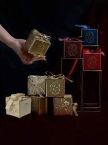 10 件/包豪华金箔盒，派对礼品婚礼装饰 - 米色 - 查看 1