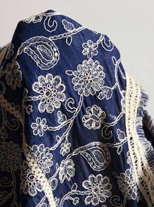 Bohemela Chaqueta casual ligera con bordado vintage de estilo bohemio cowgirl para mujer