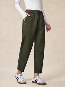 OutZeal 女式弹力速干柔软筒形徒步裤，日常户外徒步裤 - 軍綠色 - 查看 7