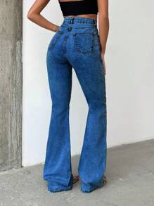 SHEIN Tall QUẦN JEAN ĐEN DÀI XÒE CAO CẤP - Màu xanh ngọc - Xem 2